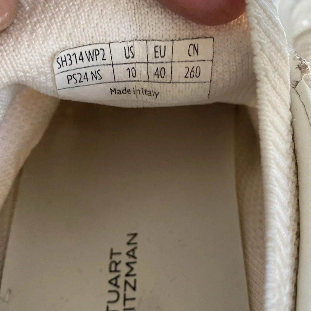 Stuart Weitzman Women’s White Leather with Mesh Fabric Sneakers Size 10 US